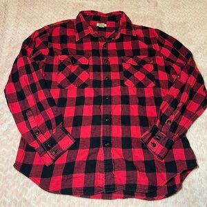 Women's Red and Black Plaid Button Down Shirt